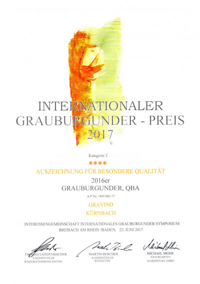 Vier Sterne Internationaler Grauburgunder-Preis 2017